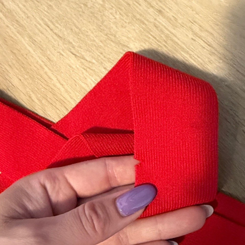 Red Ribbed Cross-Strap Crop Top - Women